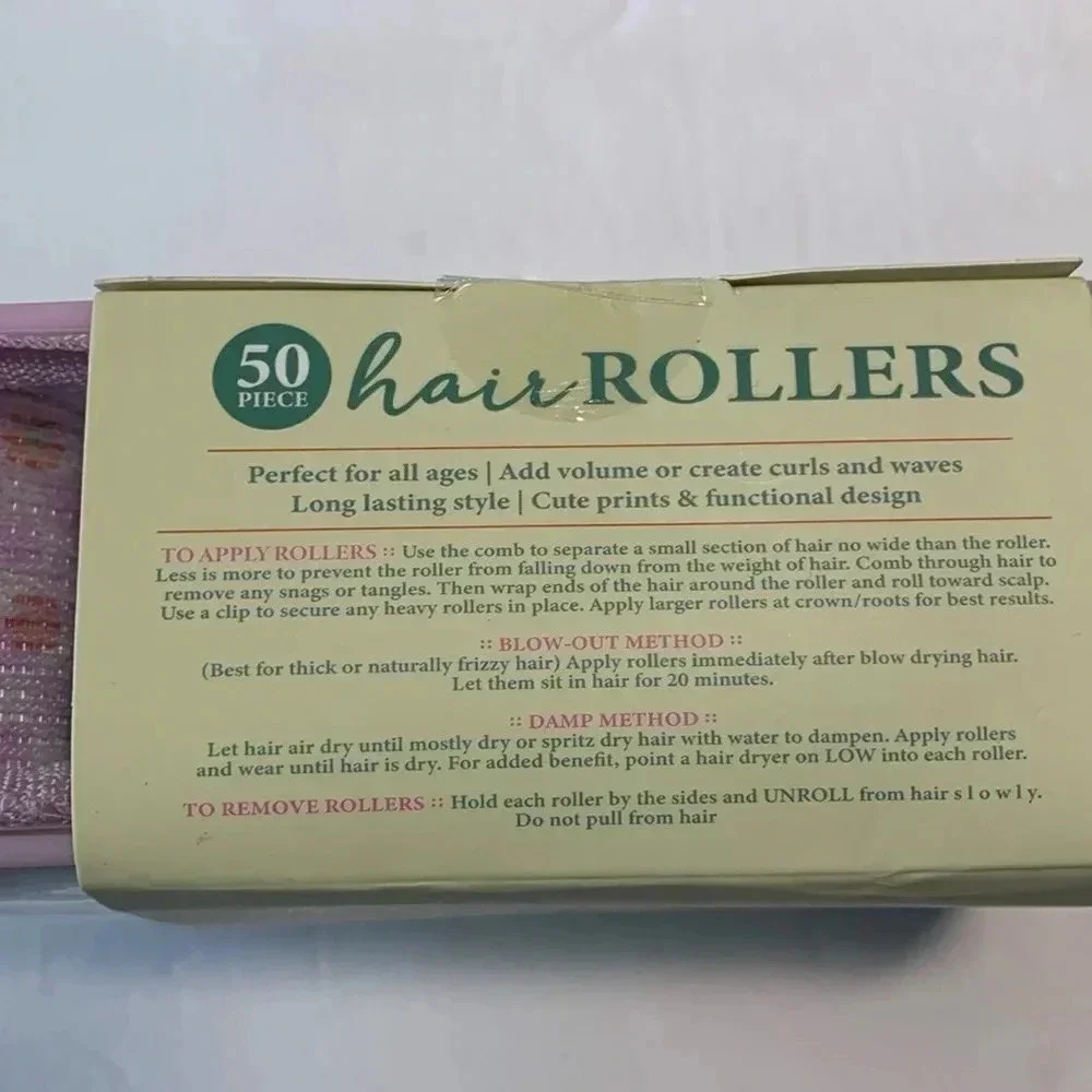 Self-Grip Hair Rollers Storage Case 36 Rollers Comb Clips Set New